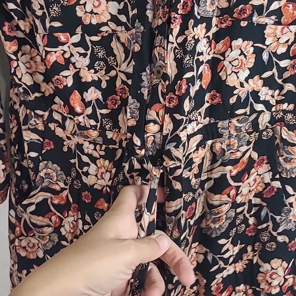 Angie Black and Tan Floral Dress Mini Size Small - Picture 5 of 8